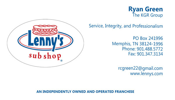 Lenny’s Business Card (Front)